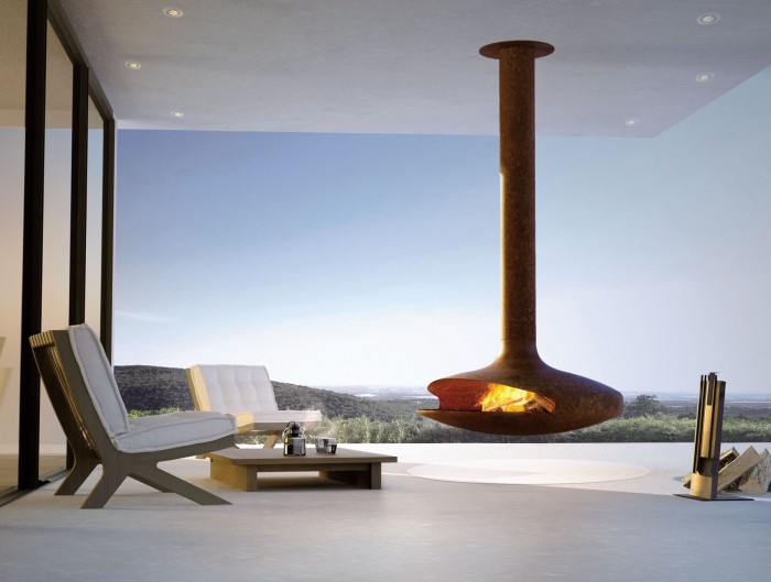 Primera chimenea suspendida con conducto de doble flujo